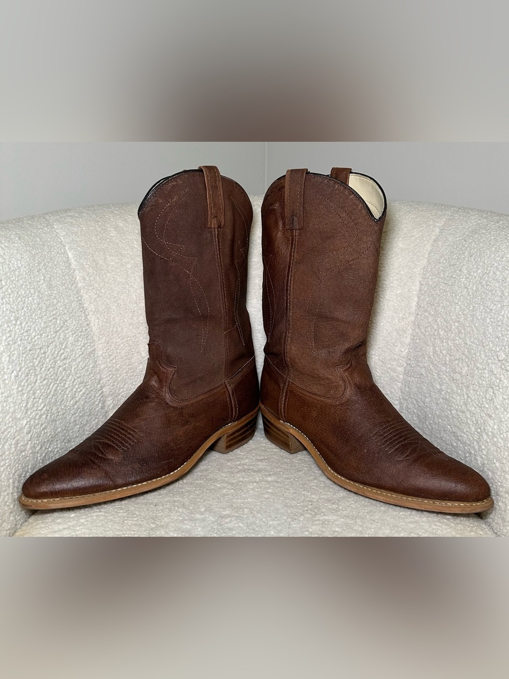 Dingo Vintage 80”s Men’s Brown Leather Western Cowboy Boots Western Bohemian 10 - Picture 7 of 11